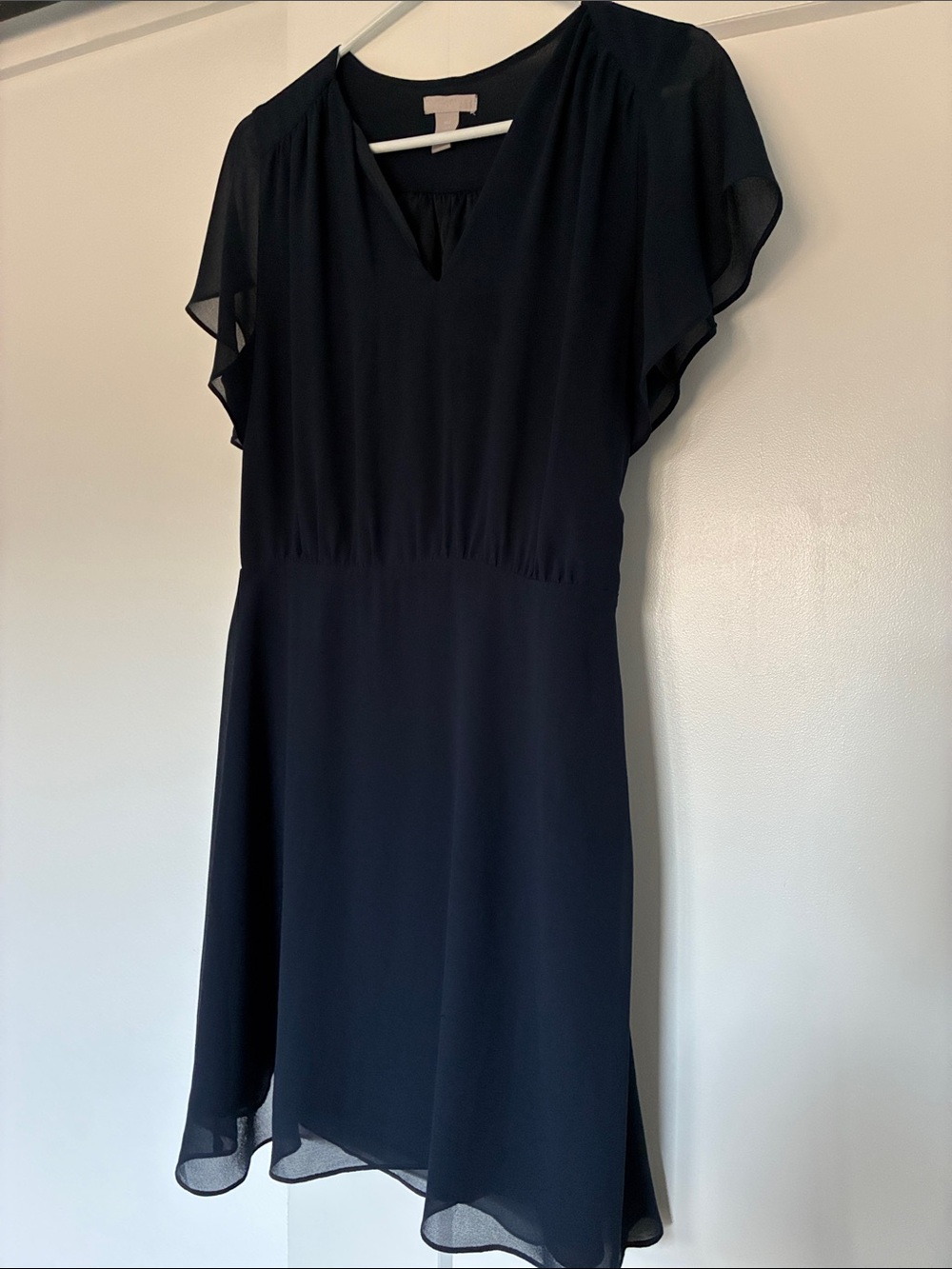 H&M Black V-Neck Flutter-Sleeve Dress